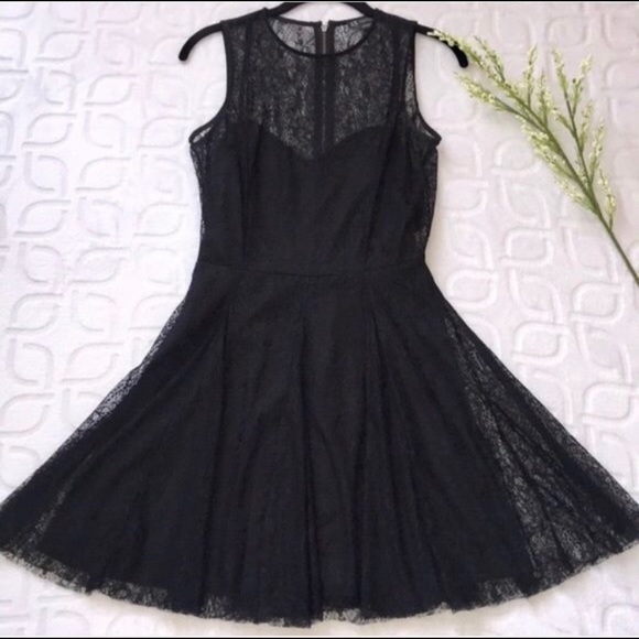 chinese dress ladies ARMANI EXCHANGE BLACK & NUDE LINED LACE DRESS SIZE 4  Whispers Dress Agency